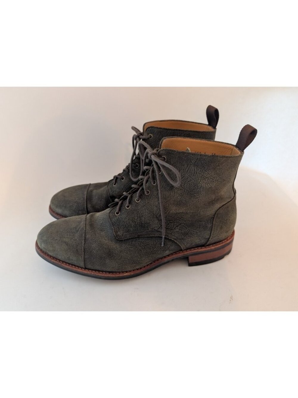 Taft The Dragon Green Textured Leather Cap Toe Combat Boots Sz 11